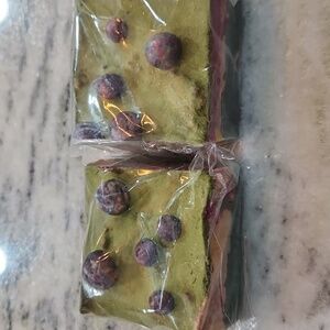 Green Artisan Soap with Purple Accents